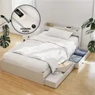 Artiss 2-Drawers Bed Frame Single Size Trundle with Charging Ports AURA