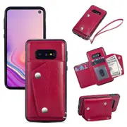 S10E Wallet Back Cover PU Leather Case With Card Holder Phone Case - Red