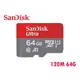 升級140M Sandisk Ultra microSD SDXC TF 64G 64GB 新款 A1 120M C10 手機 相機 記憶卡 無轉卡 SDSQUAB