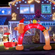 CostwayChristmas Dachshund Arch & Inflatable Dog Xmas Decoration for Yard