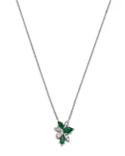 Bloomingdale's Fine Collection Emerald & Diamond Pendant Necklace in 14K White Gold, 16
