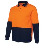 HI VIS LONG SLEEVE POLO SHIRT Top Safety Workwear Fluro Breathable Dry WB