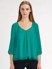 DVF Diane Von Furstenberg FENOBE Silk Chiffon Top Blouse Parakeet Green $265