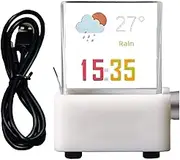 Transparent Digital Clock | Holographic Photo Display | Digital Clock Weather | Desk Clock Animation | Real-Time Decor Display | Photo Album Clocks Animated Weather Station for Home Decoration