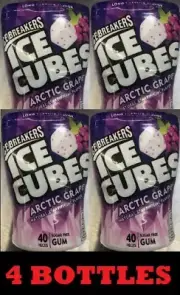4x Ice Breakers Ice Cubes ARCTIC GRAPE Sugar Free Gum 40 piece - 4 BOTTLES