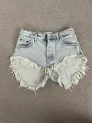 ONE TEASPOON Low Waist Bonita denim shorts. Distressed Light Blue Sz - 25