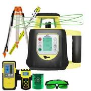 Maxiline Dual Grade Digital Self Leveling Rotating Rotary Laser Level Green Beam + Tripod Staff FRE208G