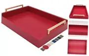 Decorative Coffee Table Tray - Ottoman Tray - Breakfast, Drinks, Crimson Red