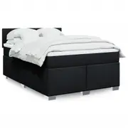 vidaXL Box Spring Bed with Mattress Black Double Fabric