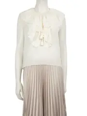 White Silk Tassel Ruffled Blouse