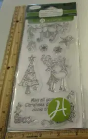 CHRISTMAS JOY CLEAR UNMOUNTED RUBBER STAMPS -OUTLINES RUBBER STAMPS