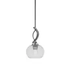 Toltec Cavella Stem Hung Mini Pendant, Graphite, 7" Clear Bubble - 3901-GP-202