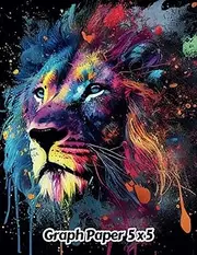Abstract Lion Graph Paper 5x5: 5 Squares per Inch Grid Paper | Gift For People Who Love Cats, Wildlife Animal Lovers | For Back To School, Office, Work | 8.5 x 11 Inches | 111 Pages | v17