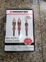 MONSTER CABLE 6ft - 1.82m Mini to RCA AUDIO CABLE 3.5mm phone/tablet/soundbar