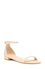 Stuart Weitzman Nudist Flat Ankle Strap Sandal in Barely Beige at Nordstrom, Size 5