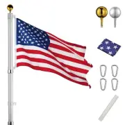 Yescom 20ft Telescopic Aluminum Flag Pole Free 3'x5' US Flag & Ball Top Kit 1...