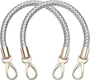 uxcell 2 Pcs Leather Purse Strap, 15.7 Inch PU Leather Braided Purse Replacement Shoulder Strap for Handbags with Buckle for DIY Handbag Purse Making, Silver
