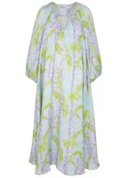 Bernadette Georgette Floral-print Linen Maxi Dress - Blue - 36 (UK8 / S) 36 (UK8 / S)
