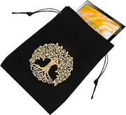 Tarot Card Bag - Small Stone Jewelry Storage Bag, Small Tarot Card Bag with Drawstring | Velvet Jewelry Pouch with Tree Print Drawstring