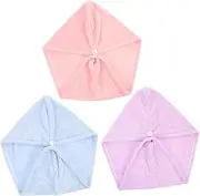 TOVINANNA Women's Hair Towel Wrap Set 3 Pcs Quick Dry Soft Absorbent Hair Dryer Alternative Bath Accessory