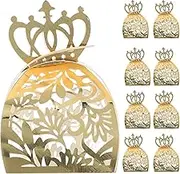 iplusmile 50pcs Wedding Favor Candy Boxes Crown Shaped Decorative Paper Boxes Decorative Fillable Candy Holder for Chocolate Cookies Treats