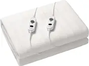 Dual Control Washable Fitted Electric Blanket 3 Heat Setting Safety Overheat Protection Machine Washable Underblanket White Double