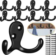 10 Pack Wall Mounted Double Coat Hooks for Towel Coats Handbags Hats Keys