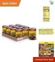 Convenient Black Bean Refried Beans 12 Pack - Ideal for Tacos & Nachos (16 oz)