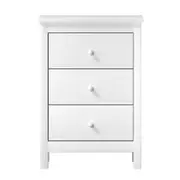 Oikiture Bedside Table 3 Drawers Hamptons Furniture Storage Unit White
