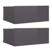 Floating Nightstands 2 Pcs High Gloss Grey 40X30X15 Cm Chipboard