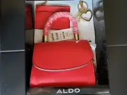 Aldo JENNOSSii Small Handbag + Card Holder + Key Ring Gift Box Set, Red, New