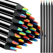 nsxsu Rainbow Colouring Pencils for Kids, 7 in 1 Rainbow Pencil, Multicoloured Pencils, Art Supplies for Children Drawing, Colouring, Sketching, School Classroom (12 Pieces)