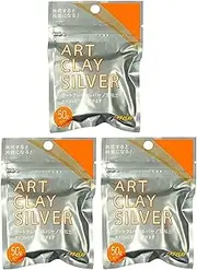 Art Clay Silver 50g (1.76oz) Sterling Silver Clay A-275 Total 3 Pieces 150g (5.28oz) Japan Import with Original Stylus Ballpoint Touch Pen