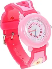 [SAFIGLE] Cartoon Heart Design Watch Children Wristwatch Silicone 3d Glittering Watch