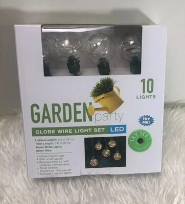 New Outdoor Globe Wire Light 5Ft LED 10 Lights Patio String Light Green Wire