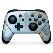 Nintendo Switch Pro Controller Skin Decal Vinyl Wrap - Teal Blue Gold Marble
