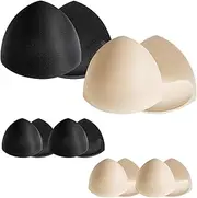[Xthrotsenk] 6 Pairs Bra Inserts Push Up, Triangle Bra Insert, Removable Bra Cups, Breast Enhancer Inserts, Sew-In Bra Cups for Women, black, One size