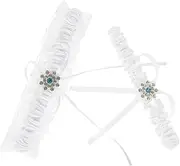 [SAFIGLE] Bridal Lace Garter Bride Leg Bouquet Leg Strap Wedding for Bride Bridal Garters for Bride Trim Pageants Garters Tassel Slippers Bridal Party Trainers Dress Kit Sky-blue