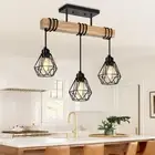 3-Lights Farmhouse Dining Room Pendant Light Fixtures Over Table, Rustic Soli...