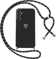 [Oelrstfe] Mobile Phone Lanyard for Samsung Galaxy A14 5G/4G, Case with Strap, Heart Motif, Mobile Phone Case for Hanging, Silicone, Shockproof, Ultra Thin, Soft Protective Case with Cord, Necklace,
