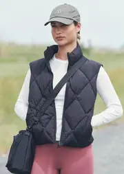 [Lorna Jane] Winter Warmth Reversible Puffer Vest in Black, Polyester, Size - 2XL 2XL Black