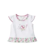 Pumpkin Patch Baby Girl Bird Top White Cap Sleeve Cotton Sz 3-6M NEW