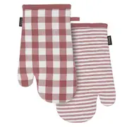 Ladelle Eco Gingham Set of 2 Oven Mitts Blush