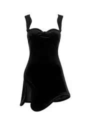 Mugler Asymmetric Velvet Mini Dress - Black - 36 (UK8 / S) 36 (UK8 / S)