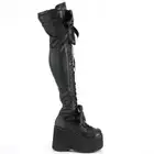 Demonia Kera-303 Black Vegan Leather Platform Boots • Ships in 2-4 Weeks • Go...