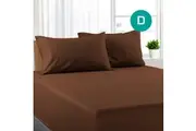 Double Size Chocolate Color Poly Cotton Fitted Sheet + Pillowcase