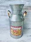 Galvanized Metal Harvest Milk Can, 12” Pumpkin Patch Country Wagon Scene