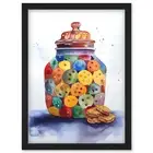 Glass Cookie Jar Modern Folk Art Watercolour Framed Wall Art Picture Print A4