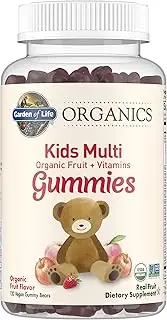 Garden of Life - mykind Organics Kids Gummy Vitamins - Fruit - Certified Organic, Non-GMO & Vegan Complete Children's Multi - B12, C & D3 - Gluten, Soy & Dairy Free - 120 Real Fruit Chew Gummies