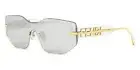 FENDI TECHNICOLOUR FE 40066U 30C Gold Clear Lens Unisex Mask Sunglasses New